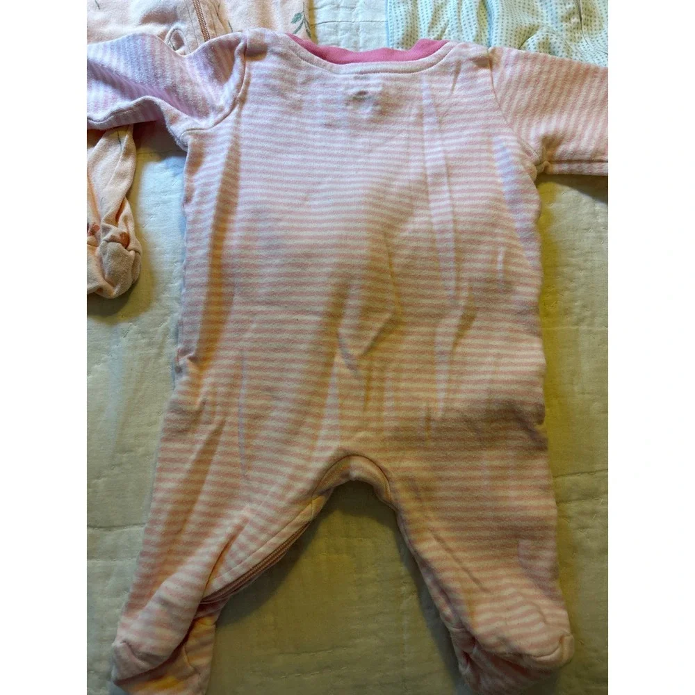 Baby Girl‎ Footed Pajamas Sleepers Bundle of 3 Bunny Floral Infant Clothes - Picture 4 of 8